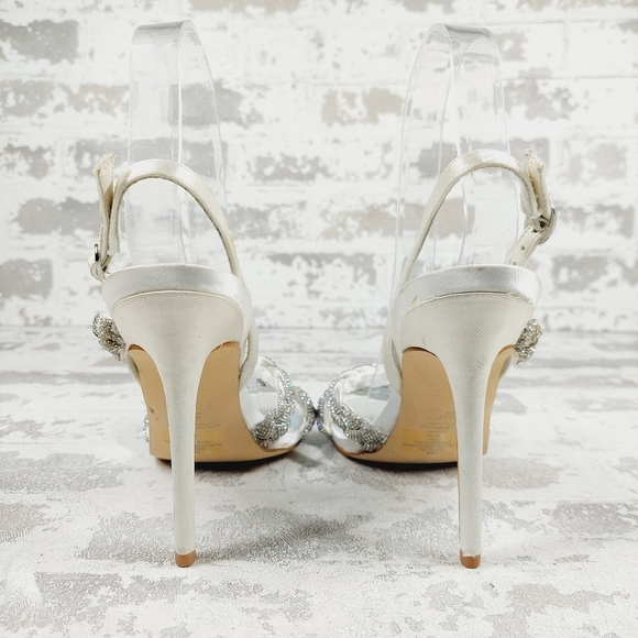 New Nine West Talip Ivory Glass Stone Embellished Heels D487 - Picture 6 of 15